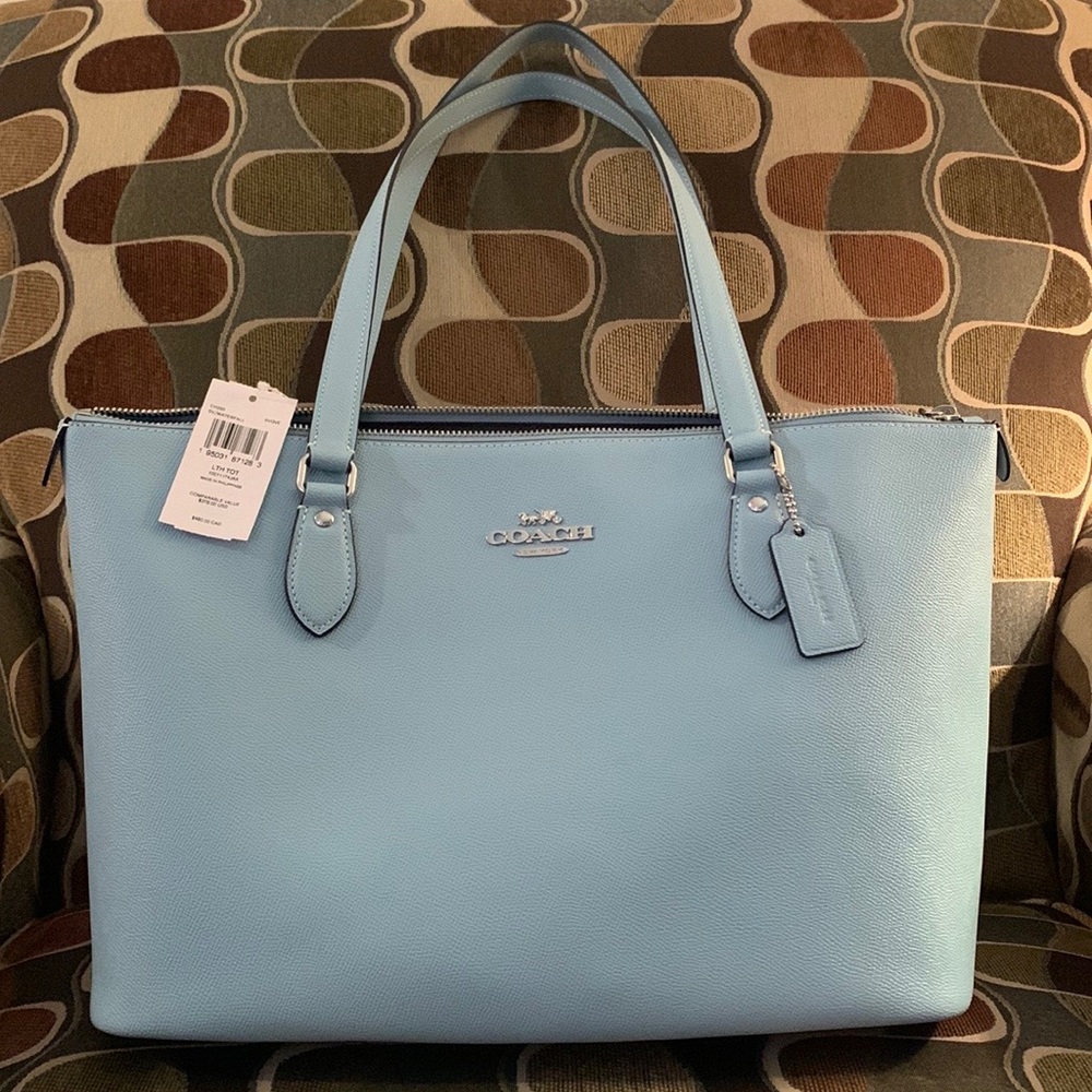 NWT Coach Gallery Leather Tote in Solid Waterfall Blue  -  CH285 - $378